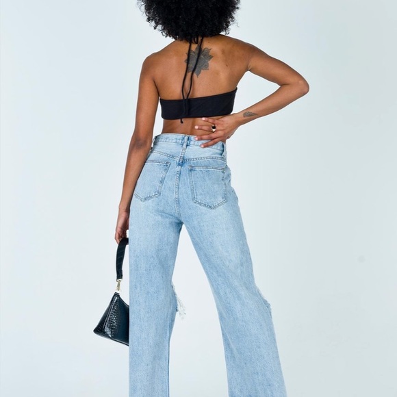 NWT Princess Polly Asymmetric ripped light jeans - Picture 3 of 8